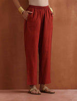 Thumbnail for trueBrowns Rust Metallic Straight Kurta Set
