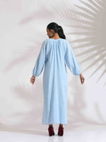 Thumbnail for trueBrowns Blue Cotton Embroidered Dress - Distacart