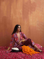 Thumbnail for trueBrowns Purple Print Shirt Kurta Set - Distacart