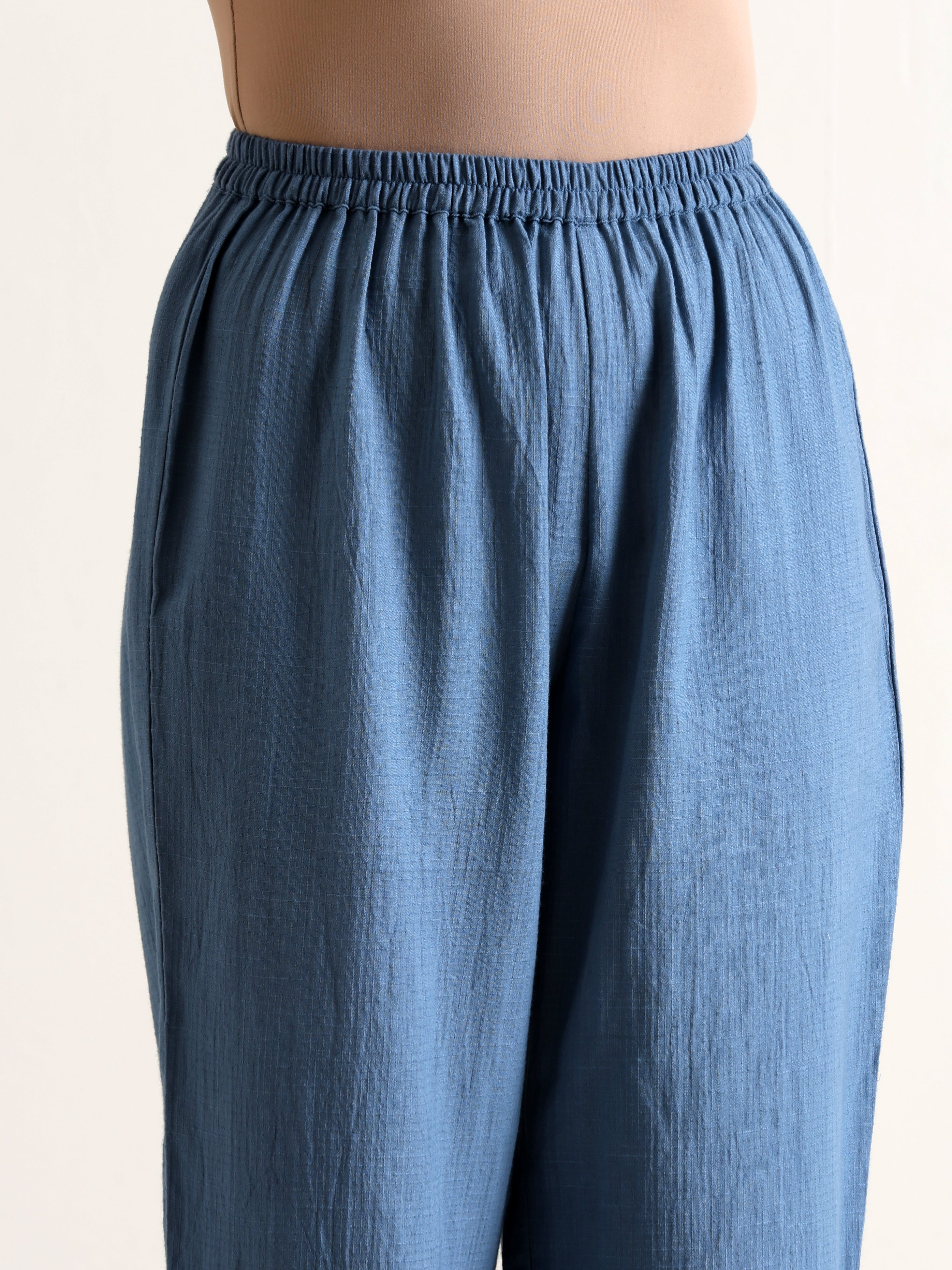 trueBrowns Light Blue Sleeveless Flared Kurta Pant Set - Distacart
