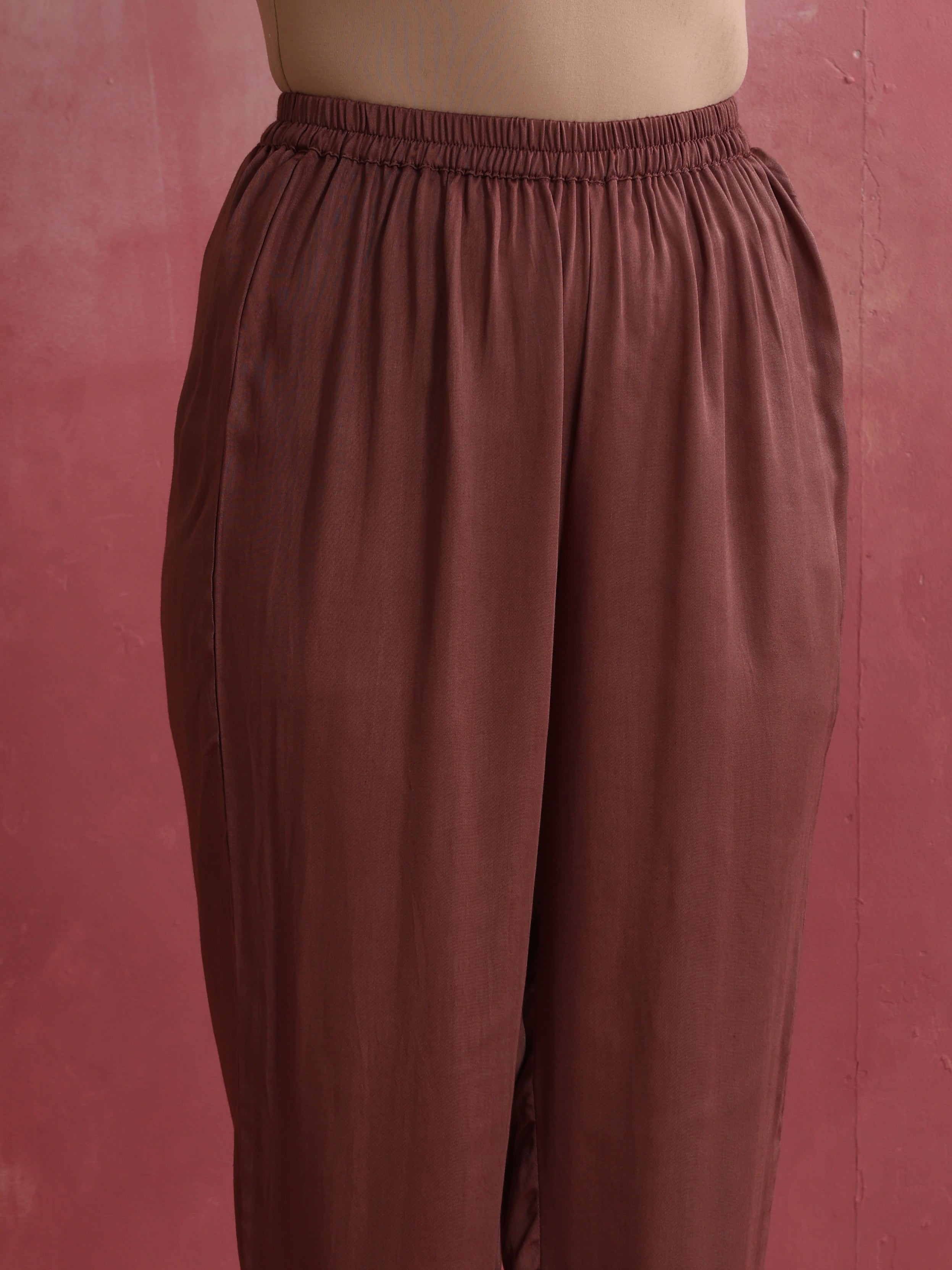 trueBrowns Brown Modal High low Kurta Set