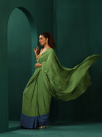 Thumbnail for trueBrowns Green Muslin Silk Ready to Wear Saree - Distacart