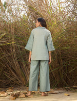 Thumbnail for trueBrowns Blue Cotton Cutwork Embroidered Co-ord Set