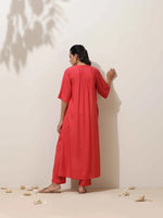 Thumbnail for trueBrowns Coral Viscose Kurta Pant Set