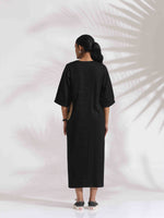 Thumbnail for trueBrowns Black Cotton Embroidered Dress - Distacart