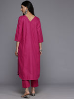 Thumbnail for Varanga Women Magenta Solid A-Line Kurta Paired With Tonal Bottom - Distacart