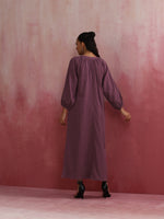 Thumbnail for trueBrowns Light Purple Cotton Dobby Dress - Distacart