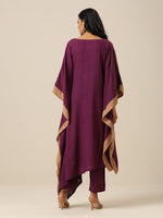 Thumbnail for trueBrowns Plum Purple Slub Texture High Low Kaftan Pant Set - Distacart