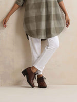 Thumbnail for trueBrowns Green Check Pleated Winter Top