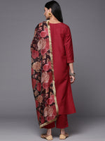 Thumbnail for Varanga Thread Embroidered Kurta Paired With Straight Pant And Digital Printed Dupatta - Distacart