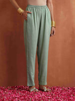 Thumbnail for trueBrowns Green Print Flared Kurta Co-ord Set