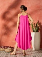 Thumbnail for InWeave Blue Floral Fuchsia Asymmetrical Dress