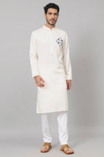 Thumbnail for Motif Embroidered Cotton Kurta by Hilo Design
