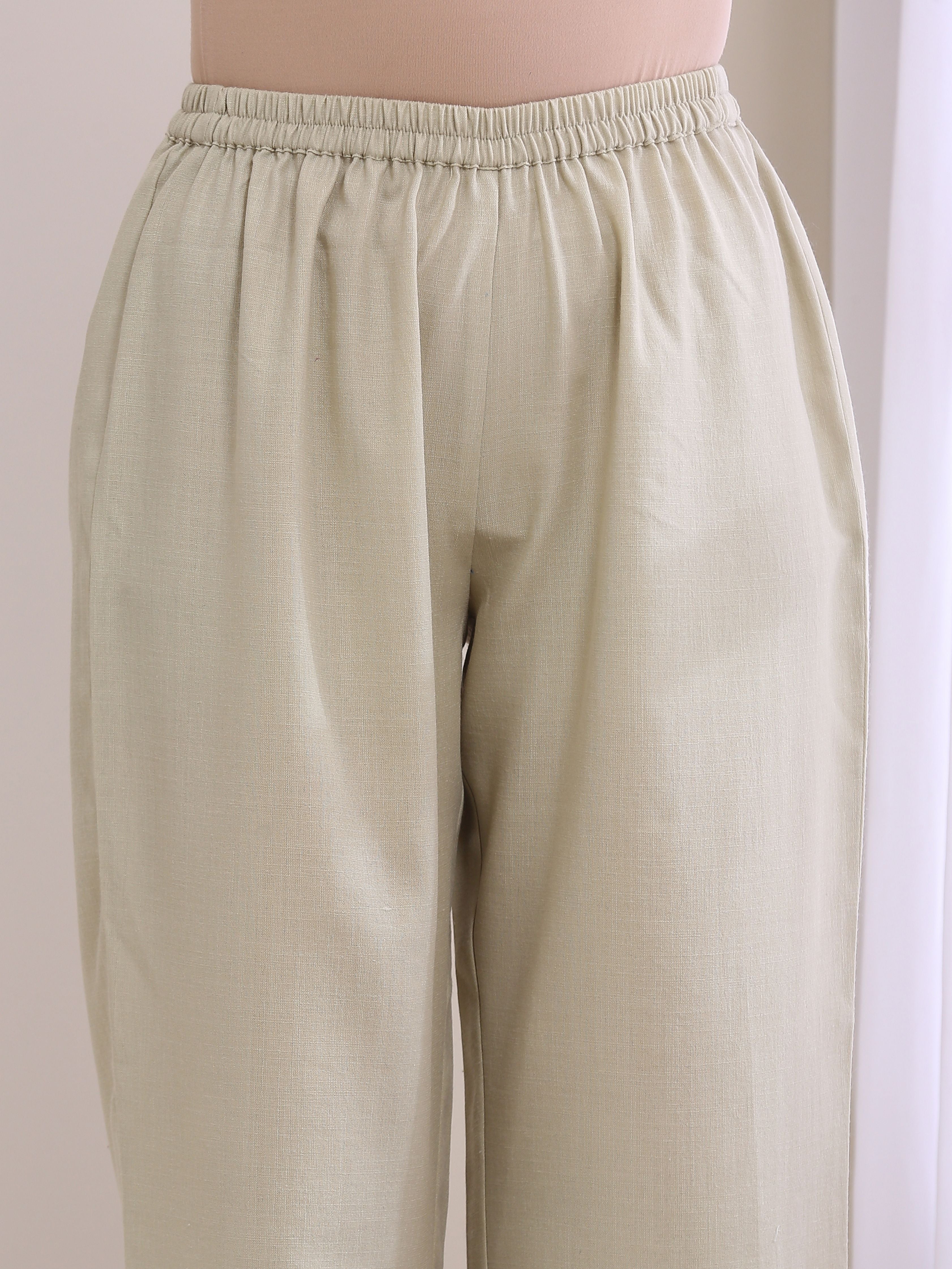 trueBrowns Light Grey Slub Gathered Kurta Pant Set - Distacart