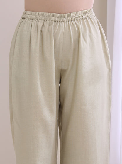 trueBrowns Light Grey Slub Gathered Kurta Pant Set - Distacart