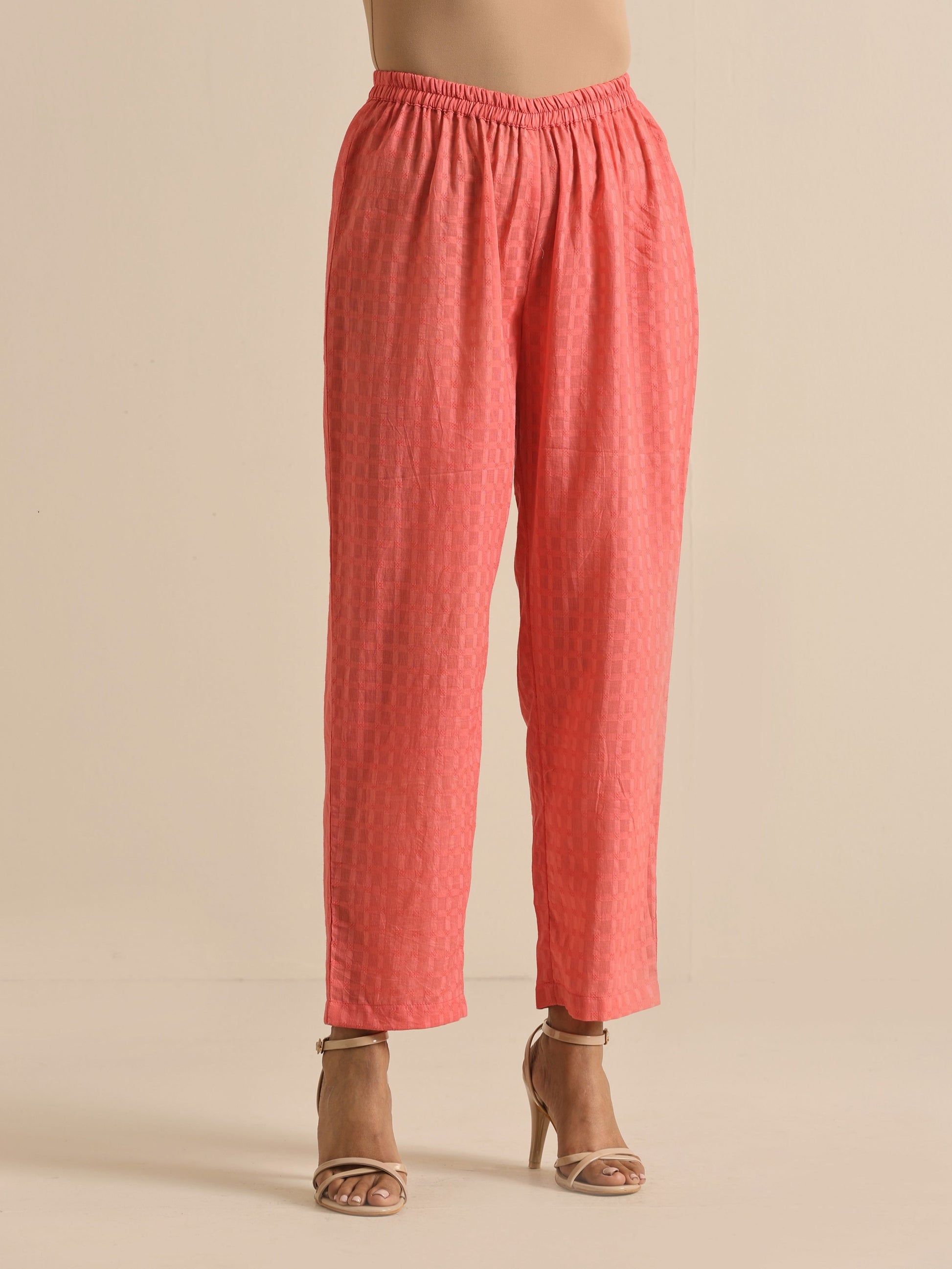 trueBrowns Bright Pink Dobby Angrakha Kurta Pant Set - Distacart