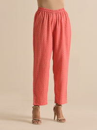 Thumbnail for trueBrowns Bright Pink Dobby Angrakha Kurta Pant Set - Distacart