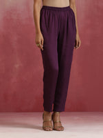 Thumbnail for trueBrowns Maroon Modal Angrakha Kurta Set - Distacart