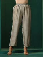 Thumbnail for trueBrowns Grey Silk Front Gathered Kurta Pant Set - Distacart