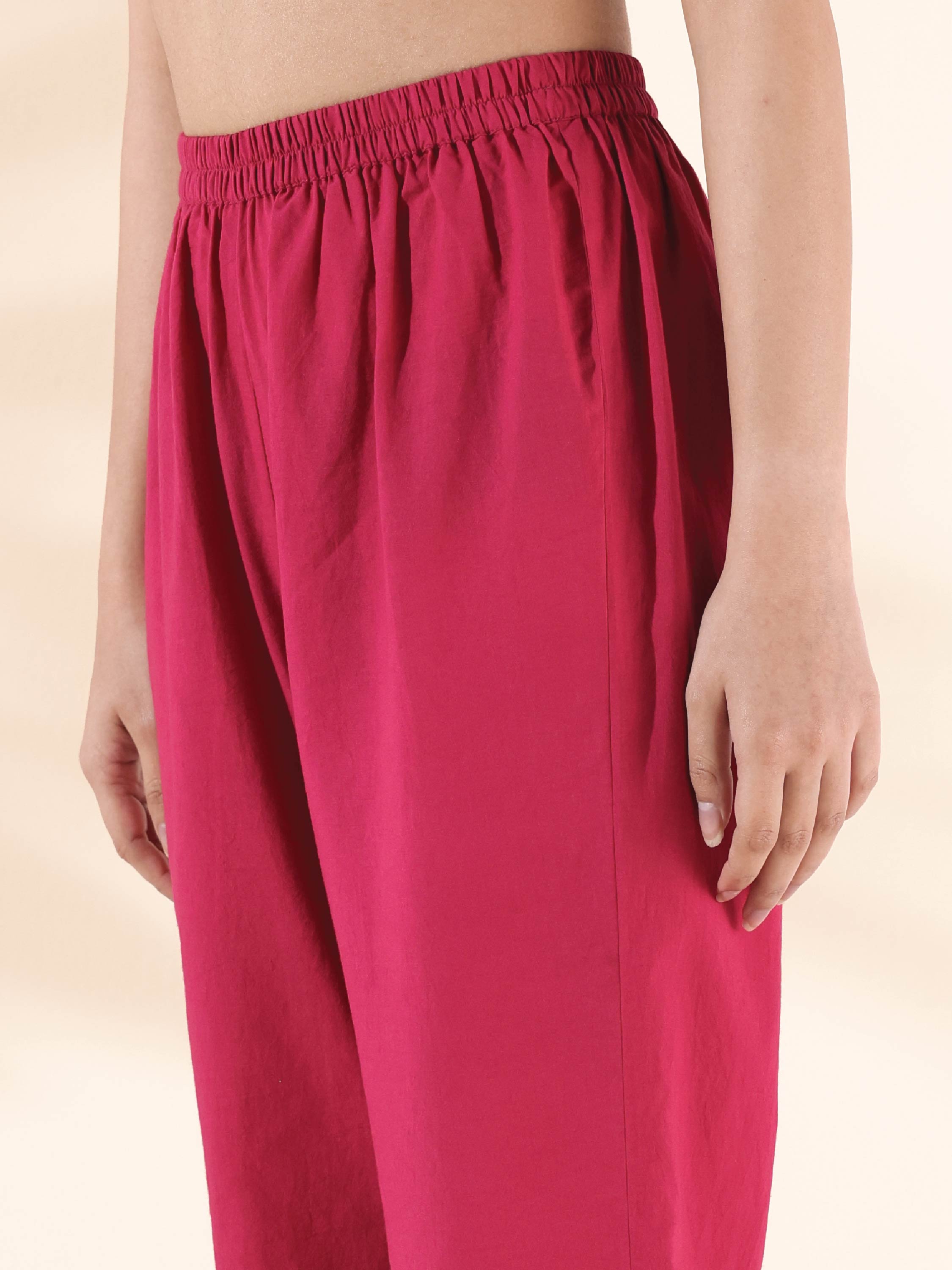 trueBrowns Pink Cotton Ikat Flared Kurta Pant Set - Distacart