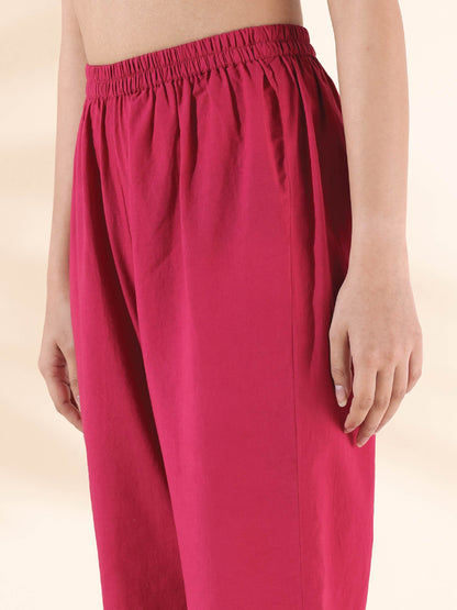 trueBrowns Pink Cotton Ikat Flared Kurta Pant Set - Distacart