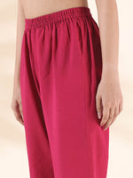 Thumbnail for trueBrowns Pink Cotton Ikat Flared Kurta Pant Set - Distacart