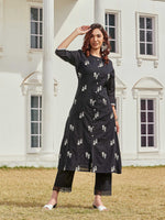 Thumbnail for BulBul Rashmika Cotton Black Kurta Set