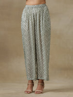 Thumbnail for trueBrowns Light Green Bandhani Printed Silk High Slit Kurta Pant Set - Distacart