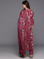 Thumbnail for Varanga Women Maroon Floral Printed Embroidered Kurta Paired With Bottom And Dupatta - Distacart