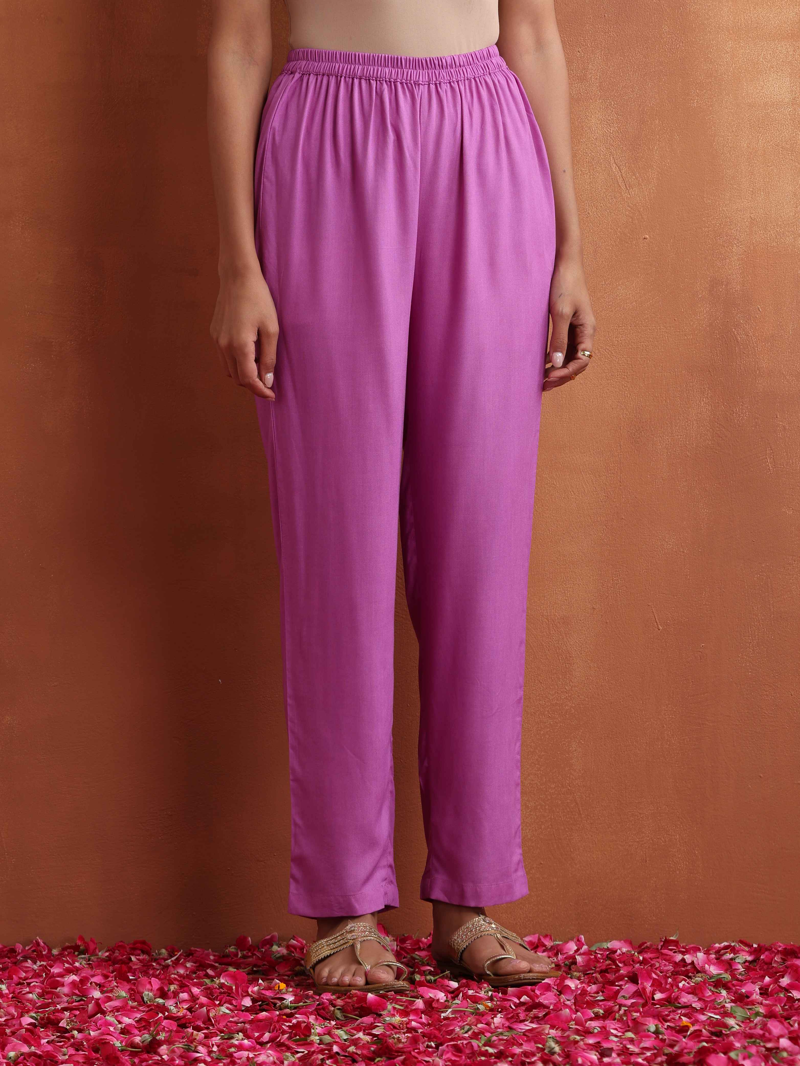 trueBrowns Purple Print A-line Kurta Set - Distacart