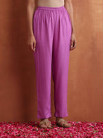 Thumbnail for trueBrowns Purple Print A-line Kurta Set - Distacart