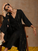 Thumbnail for trueBrowns Black Gold Cotton Angrakha Kurta Set - Distacart