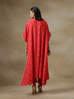 Thumbnail for trueBrowns Red Bandhani Printed Silk Panel Kaftan Kurta Pant Set - Distacart