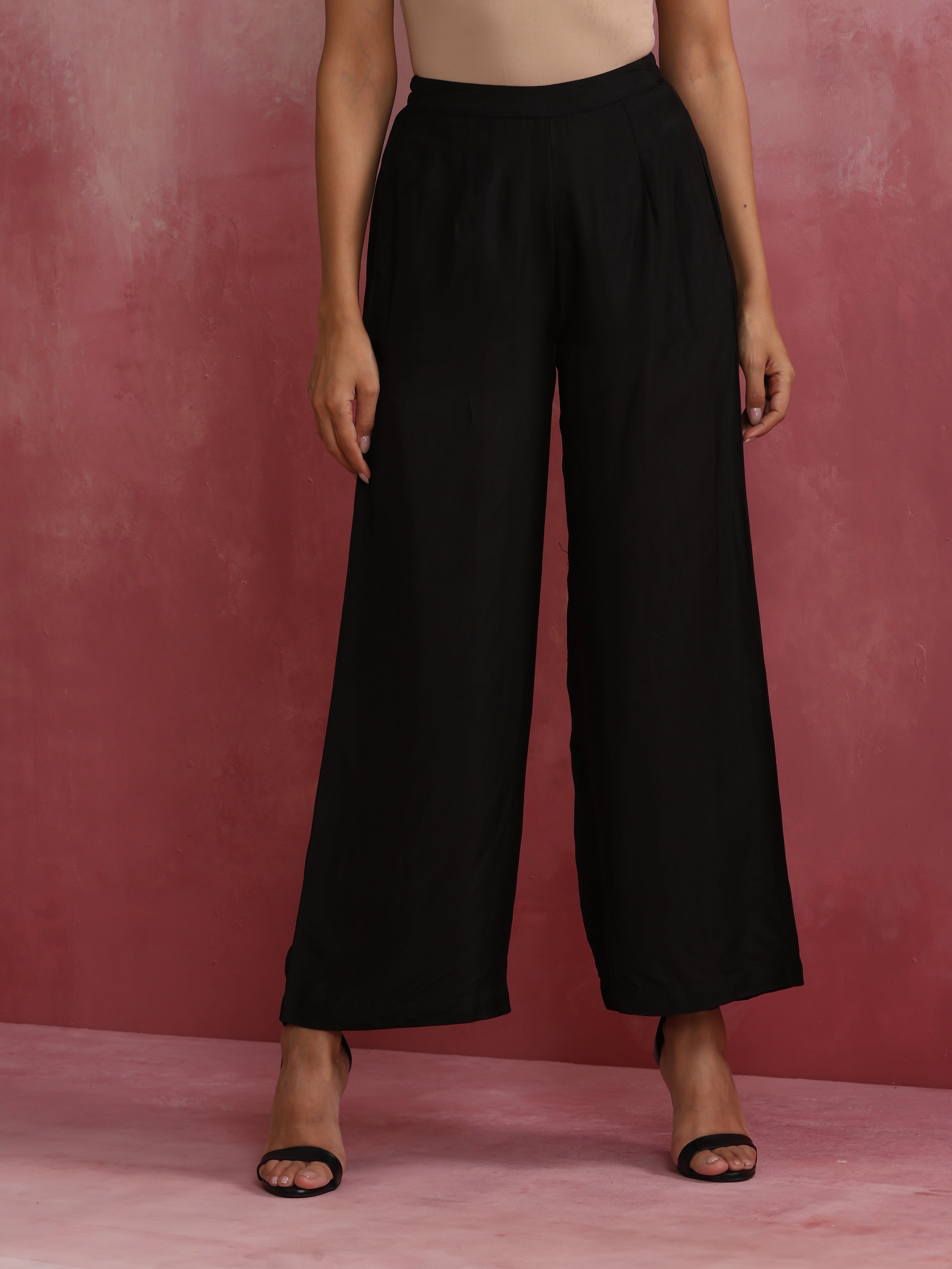 trueBrowns Black Viscose Silk Kurta Set - Distacart