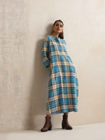 Thumbnail for trueBrowns Beige Check Flared Winter Dress