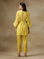 Thumbnail for trueBrowns Lime Green Bandhani Printed Silk Drop Shoulder Co-Ord Set | Relove