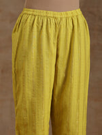 Thumbnail for trueBrowns Lime Gold Cotton Relax High Slit Kurta Set - Distacart