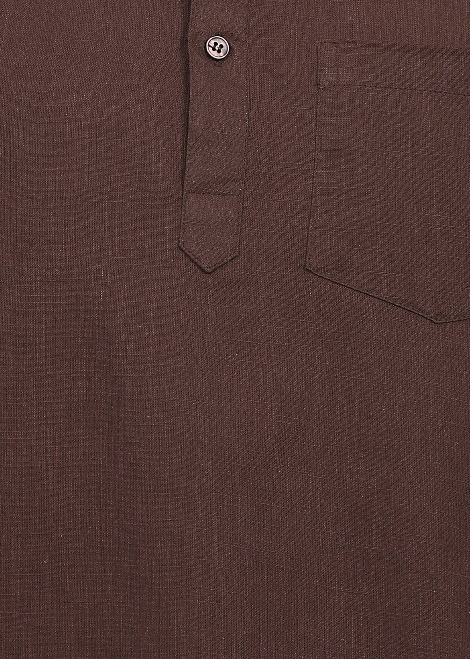 Fabmade Cocoa Drift Linen Short Kurta - Distacart