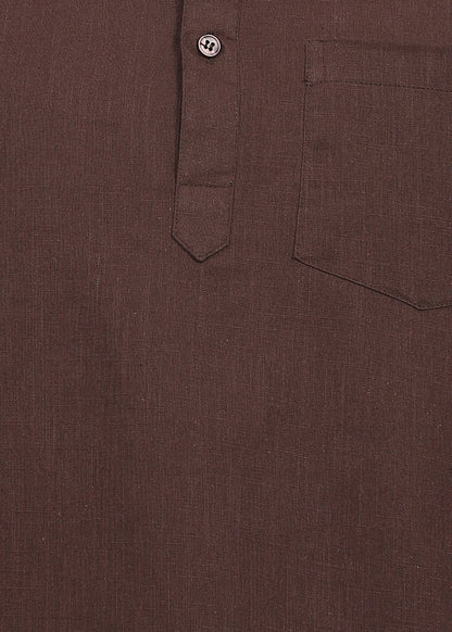 Fabmade Cocoa Drift Linen Short Kurta - Distacart