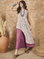 Thumbnail for InWeave Dusty Mauve Side Asymmetric Kurta Set