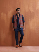 Thumbnail for trueBrowns Men's Blue Cotton Short Kurta