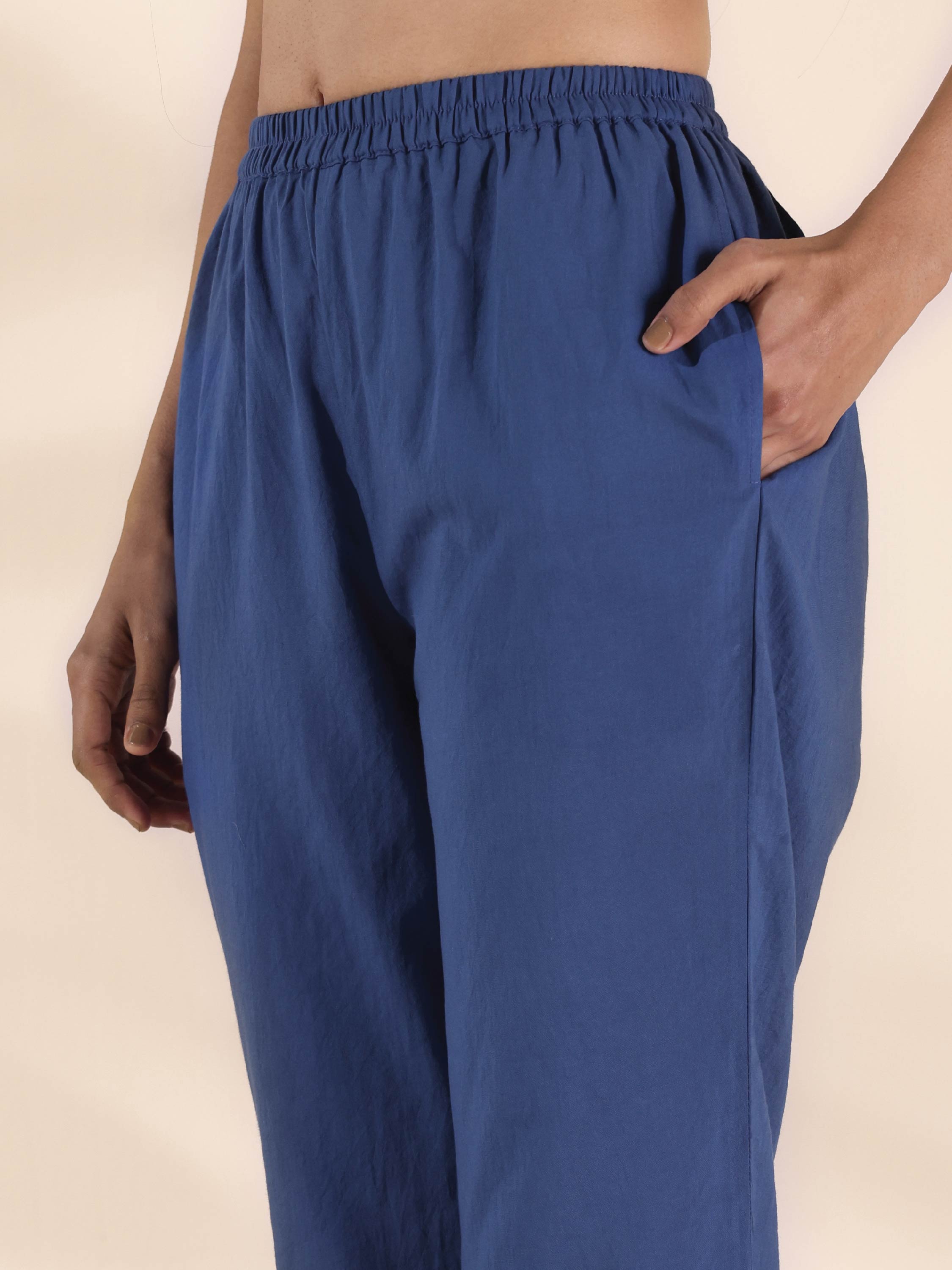 trueBrowns Blue Cotton Ikat Kaftan Co-ord Set - Distacart