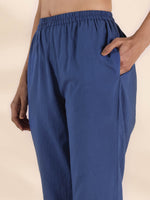 Thumbnail for trueBrowns Blue Cotton Ikat Kaftan Co-ord Set - Distacart