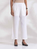 Thumbnail for trueBrowns White Cotton Stripe Print Pleated Kurta Set