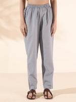 Thumbnail for trueBrowns Blue Cotton Ikat Flared Kurta Pant Set - Distacart