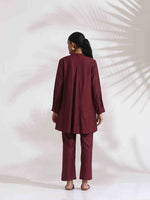 Thumbnail for trueBrowns Maroon Dobby Co-ord Set