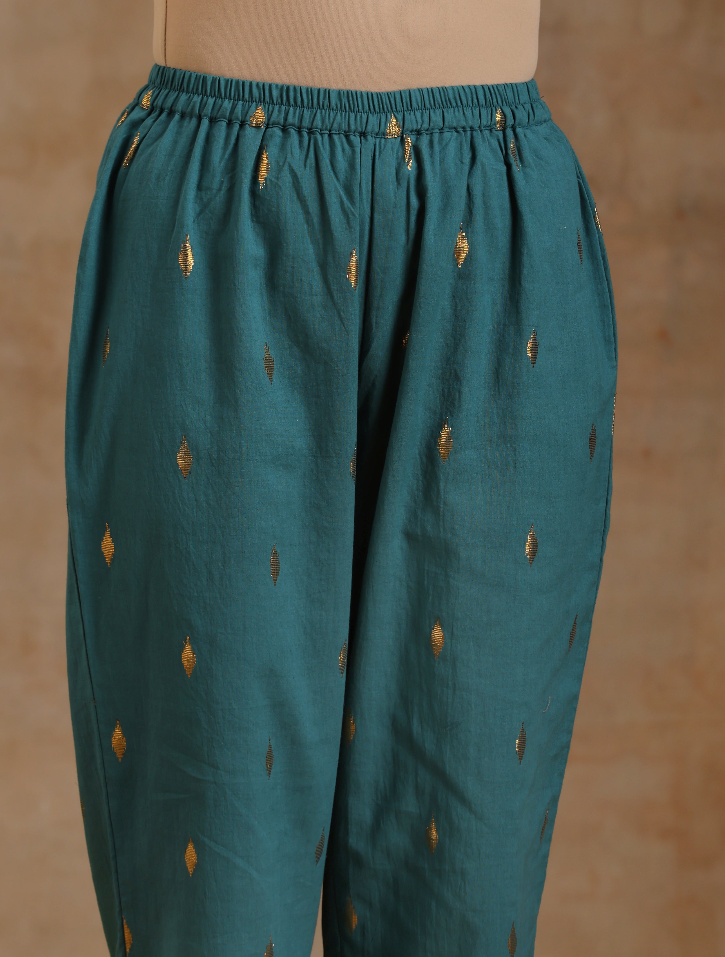 trueBrowns Deep Sea Gold Cotton Flared Co-Ord Set - Distacart