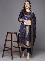 Thumbnail for Ahalyaa Unstitched Navy Blue Dress Material - Distacart