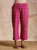 Thumbnail for trueBrowns Pink Dabu Print Cotton Baggy Sleeve Co-Ord Set - Distacart