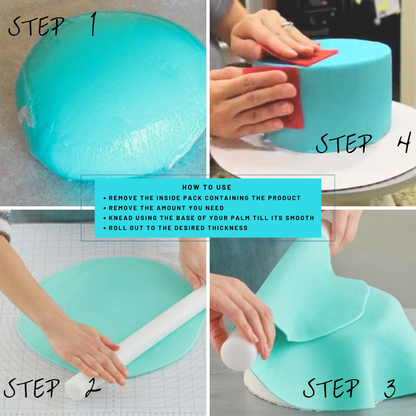 confect electric blue pastel sugar paste edible fondant chefs choice for cake decorating 1 kg